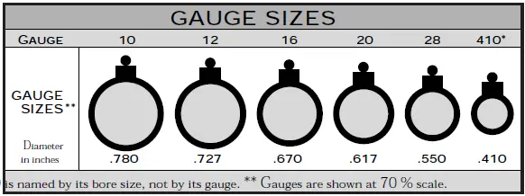 different gauges of shotguns