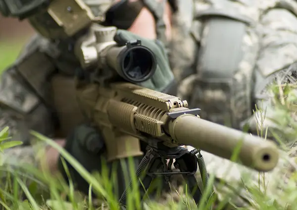 soldier using an optical scope or sight